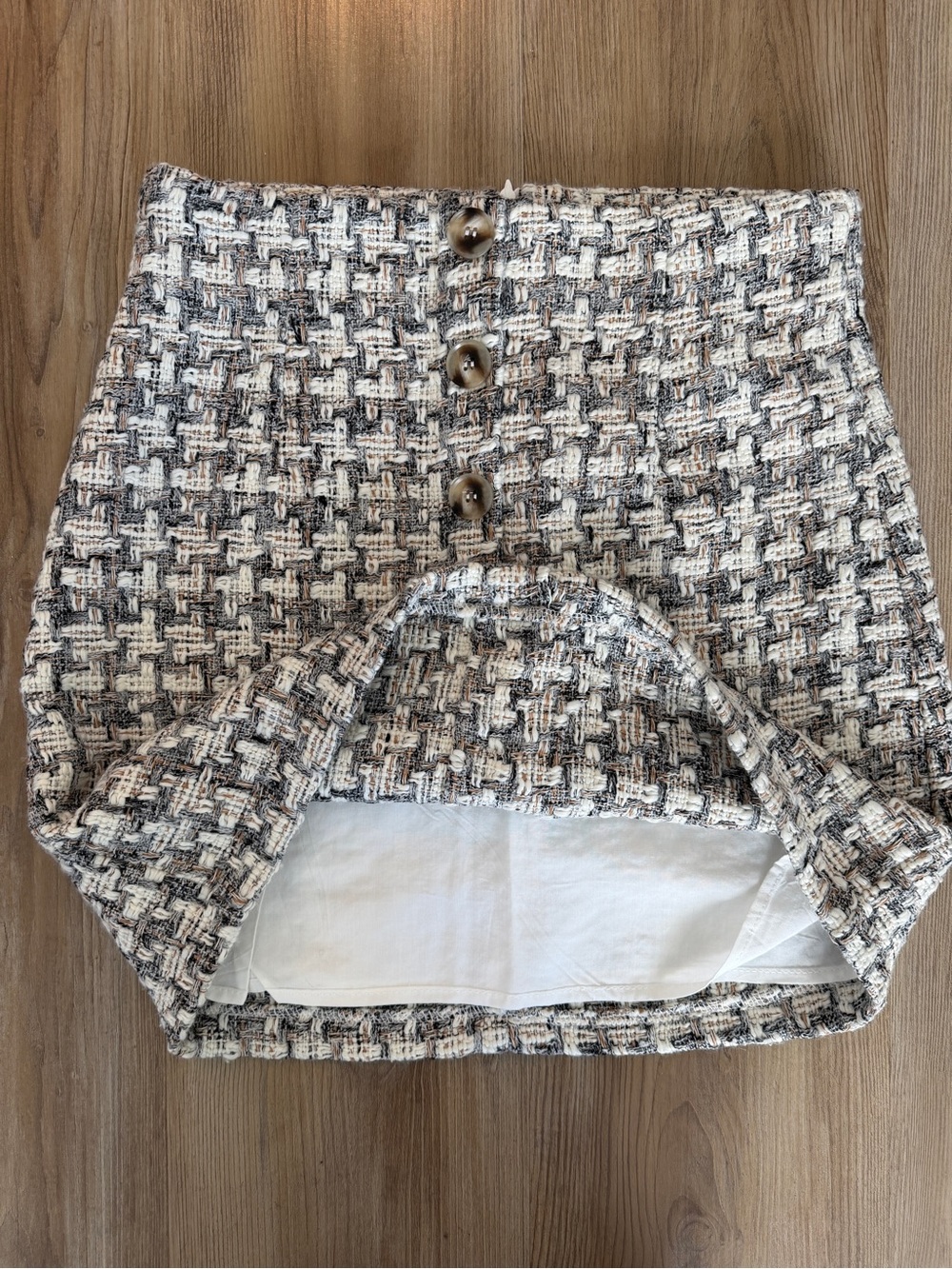 Tweed Button-Front Mini Skirt - Picture 5 of 5
